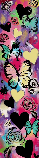 Free butterfly bookmarks of a butterfly with black hearts